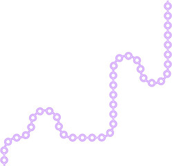 Circle sequence moves along a guided line with flow created by linked curve forms.