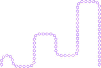 Circle pattern travels along a line containing a turning route built through curve movement.