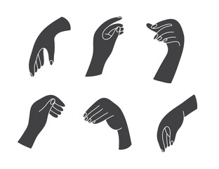 Set of stylized hand gestures that effectively represent various forms of communication and expression