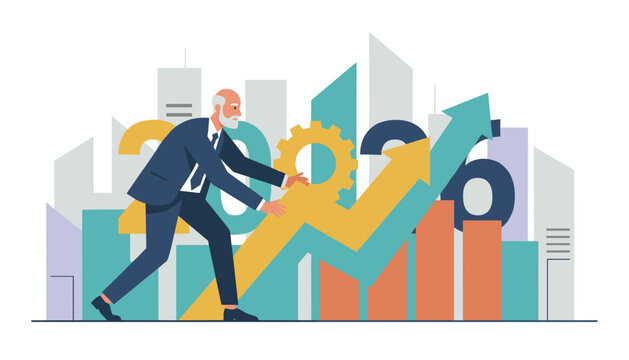 Senior businessman pushing the 2026 growth arrow Business success strategy and future planning