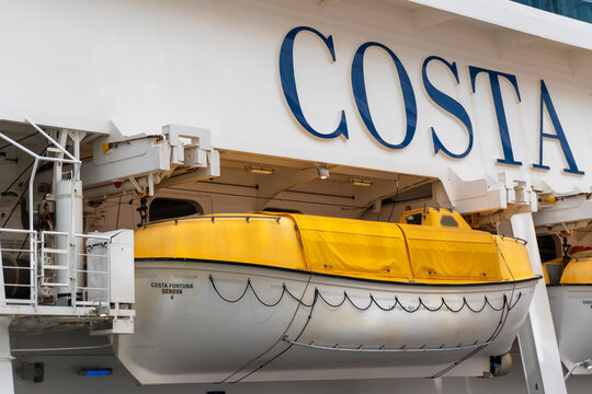Life boat on a Costa Cruise ship. Costa Fortuna is a cruise ship for Costa Crociere or Costa Cruises, an Italian cruise line.