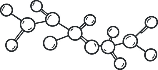 A molecular structure illustration in minimalist outline vector style, suitable for science and education projects