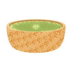 Traditional Textured Ceramic Chawan Bowl with Matcha Tea