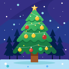 christmas tree with snow