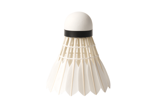 High resolution close up of classic feather badminton birdie for racket sport training and tournament design projects