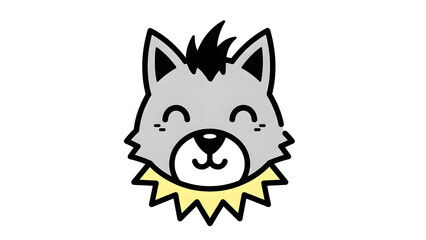 Obraz premium Cute wolf cartoon character simple vector illustration for kids isolated on white background