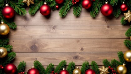 Christmas decoration on wooden background