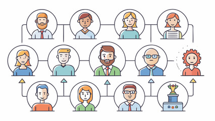 A schematic of people in an organizational chart