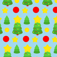 Christmas Trees and Stars Seamless Pattern