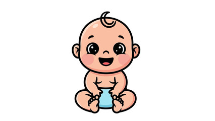Cute baby sitting on white background