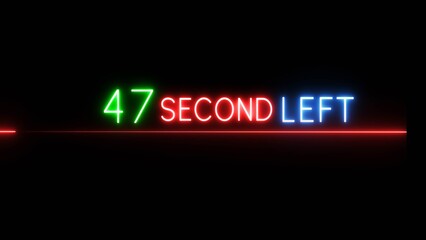 47 Second countdown timer illustration. Neon countdown number on black background. Neon counting timer number.