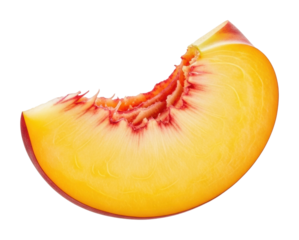 Slice of juicy peach fresh food bright isolated on transparent background
