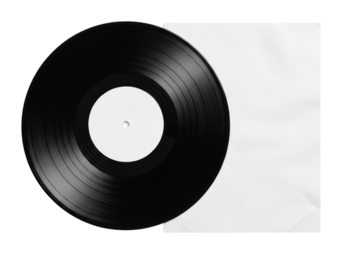 Spinning vinyl record display music isolated on transparent background