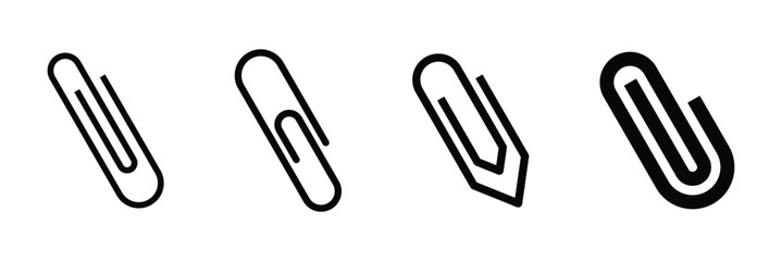 Document clip icon suite. Paper clip attachment vector design. Clip for papers symbol. Vector paper clip icon. Paper clip shape. Attachment symbol. Element for design logo mobile app interface