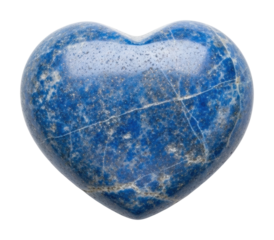 Polished blue lapis heart gemstone natural isolated on transparent background