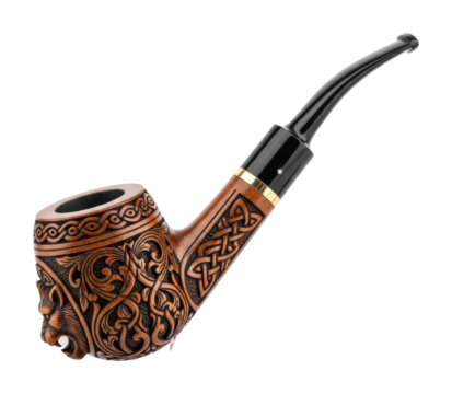 Intricately carved smoking pipe artisan workshop craftsmanship isolated on transparent background