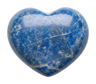 Polished blue lapis heart gemstone natural isolated on transparent background - Powered by Adobe