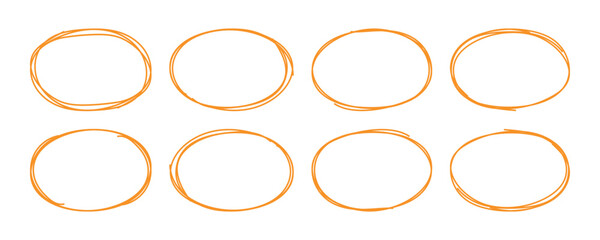 Hand-drawn circle and arrow lines – Doodle sketch elements for highlighting text, vector illustration