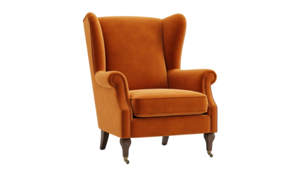Stylish burnt orange armchair ready for relaxation