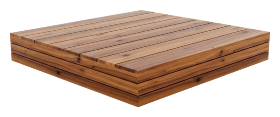 Wooden platform installation product display rustic view isolated on transparent background