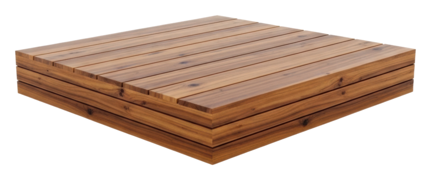 Wooden platform installation product display rustic view isolated on transparent background