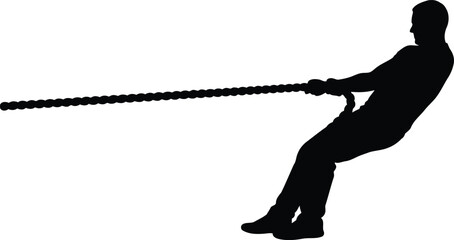Silhouette of person pulling rope teamwork concept © Taslima