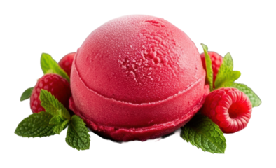 Savoring raspberry sorbet delight kitchen food bright isolated on transparent background