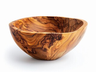 Beautiful handcrafted wooden bowl made from olive wood showcasing intricate natural patterns and craftsmanship skills