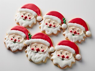 Fototapeta premium Festive Santa cookies decorated for Christmas celebration in a cozy kitchen setting