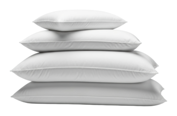 Pillows stacked neatly for comfort home product top view isolated on transparent background
