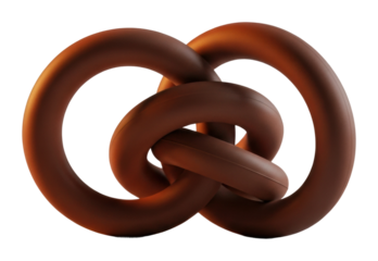 Artistic sculpture displaying intertwined rings modern gallery isolated on transparent background