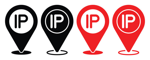 IP location and address icon collection – Multiple styles, vector set.