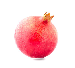 Ripe pomegranate  on white background closeup.