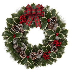 Christmas wreath isolated on white