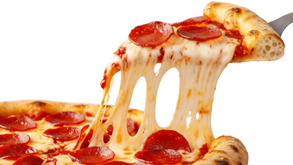 Delicious pepperoni pizza slice with gooey cheese