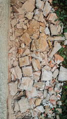 construction debris made of stones and bricks
