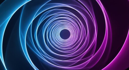 Obraz premium Abstract Swirling Spiral Tunnel with Blue and Purple Neon Light Effect