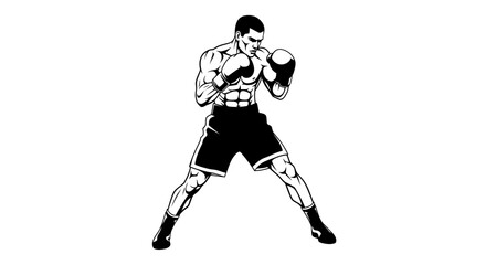 Naklejka premium Boxing fighter vector illustration of a muscular athlete man