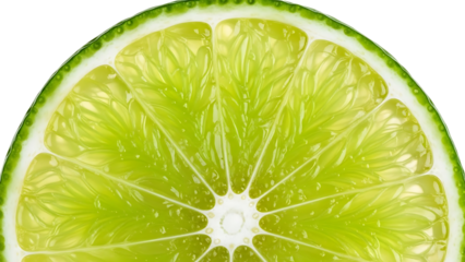 Fresh lime slice close up with juicy texture