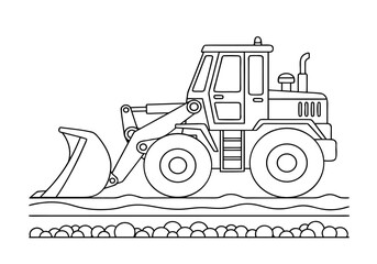 Naklejka premium Engaging heavy construction equipment coloring pages featuring a detailed front loader outline