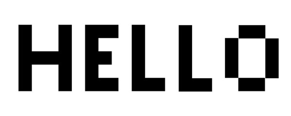 Pixelated HELLO text, word
