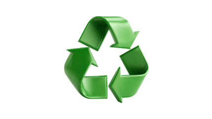 Green recycling symbol isolated on transparent background