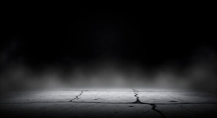 Cracked Concrete in Shadow: A stark image showcases a cracked concrete surface enveloped in a deep, atmospheric shadow. A study in texture and contrast.