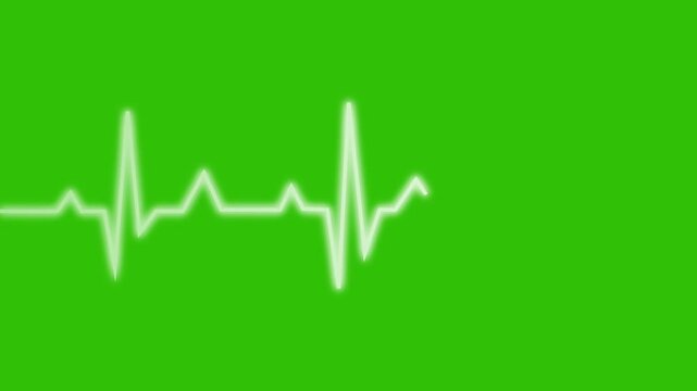 Electrocardiogram beeping trace in Heart rate monitor. Monitoring Patient Health Condition. Heart rhythm EKG or ECG. Heartbeat Pulse Rate animation Green Screen. 4K Video.