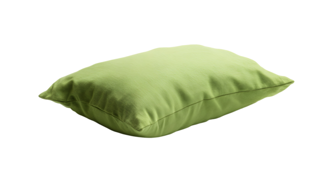 Soft light green cushion isolated on transparent background
