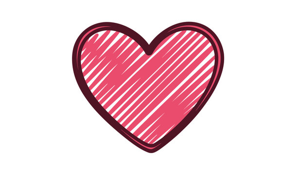 Hand drawn heart with scribbled lines inside romantic symbol of love and affection valentine s day card element red and pink colors silhouette