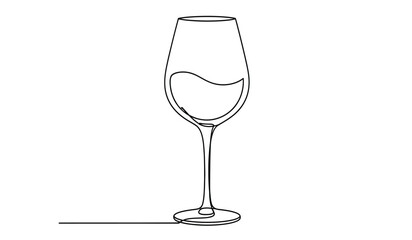 Elegant champagne flute continuous line drawing for celebrations and festive occasions minimalist design single stroke illustration isolated on white background silhouette