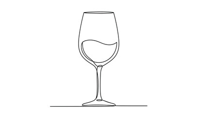 Elegant champagne flute illustration with minimalist line art style for celebrations and special occasions in black and white silhouette