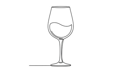 Elegant champagne flute continuous line drawing minimalist celebration design with a modern aesthetic for festive occasions and events silhouette