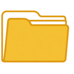 Yellow file folder icon, flat vector illustration of document storage for computer interface and office design.